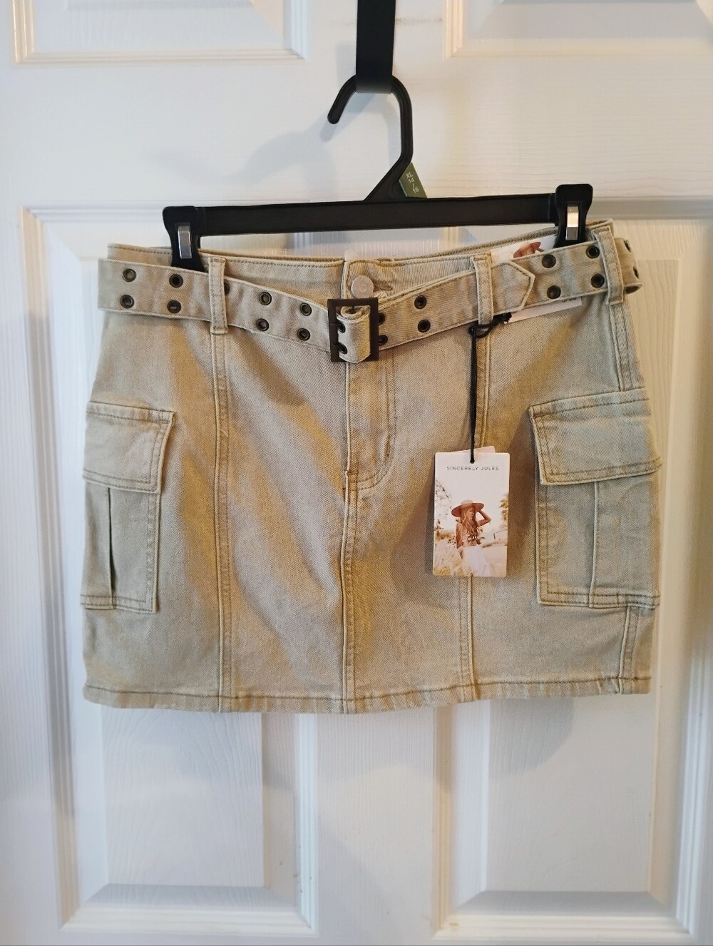 Sincerly Jules Tan Cargo Mini Skirt with Belt